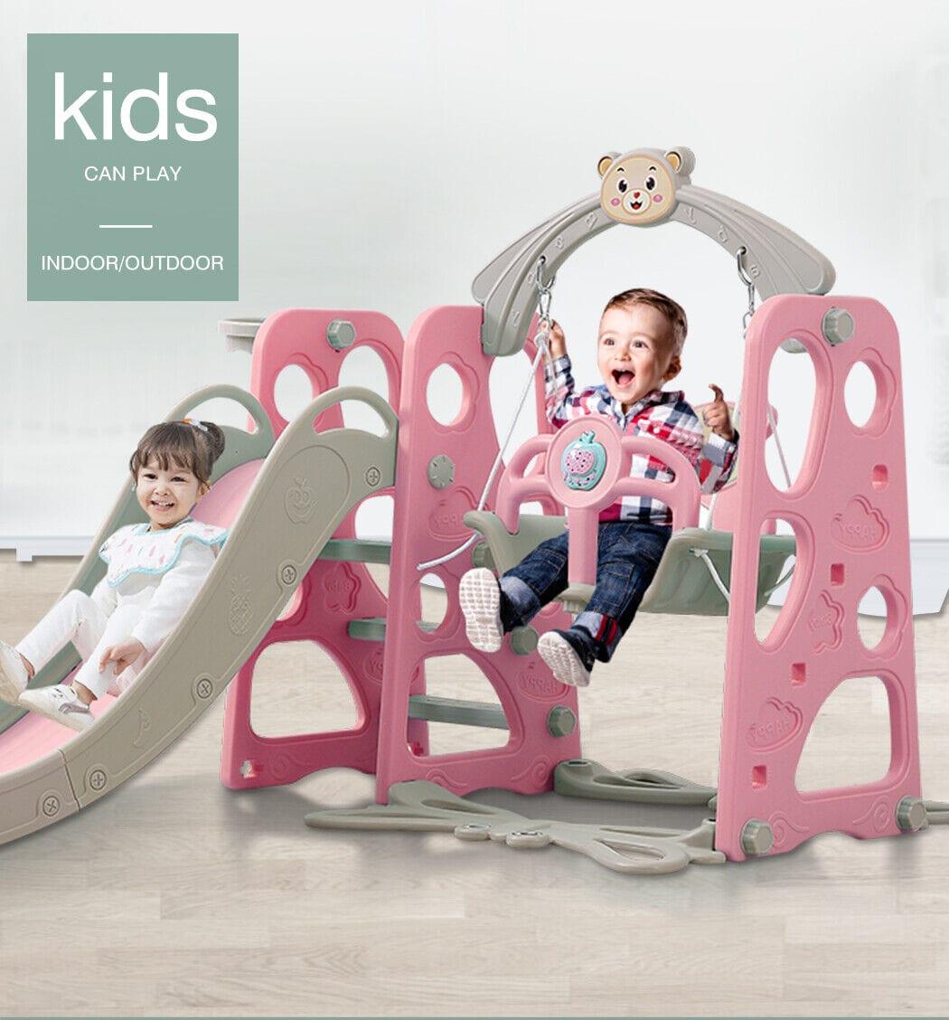 BoPeep Kids Slide & Swing BoPeep Kids Slide Swing Basketball Ring  Play Set - Pink