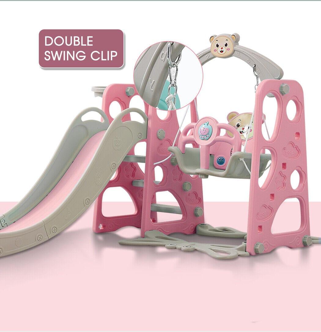 BoPeep Kids Slide & Swing BoPeep Kids Slide Swing Basketball Ring  Play Set - Pink