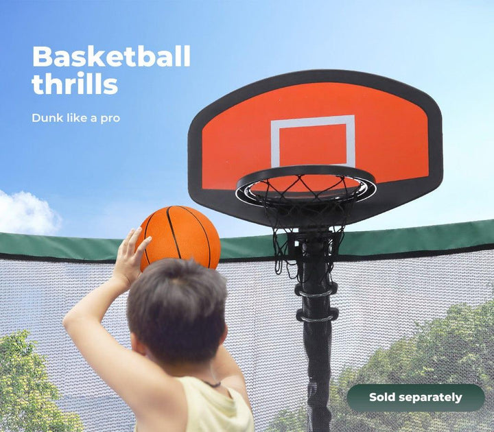 Centra Kids Trampoline with Basketball Set Safety Net