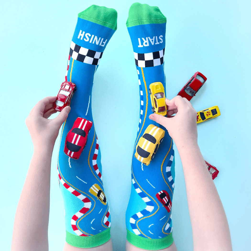 MADMIA Kids & Adults Age 6 - 99 MADMIA  Racing Cars Socks With Plush Cars