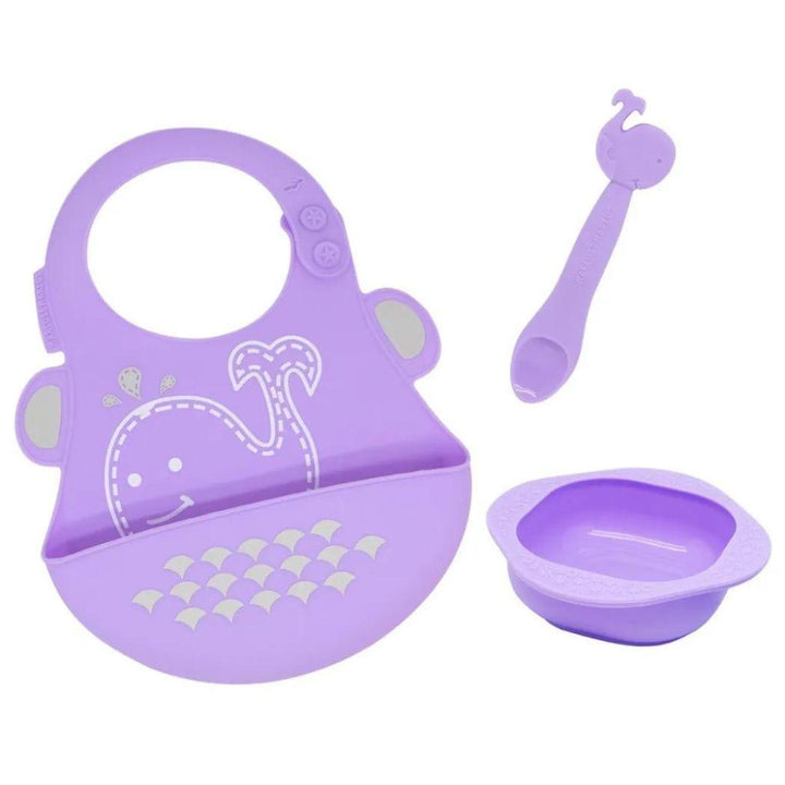 Marcus&Marcus Willo the Whale-Purple Marcus & Marcus-Baby Silicone Feeding Gift Set