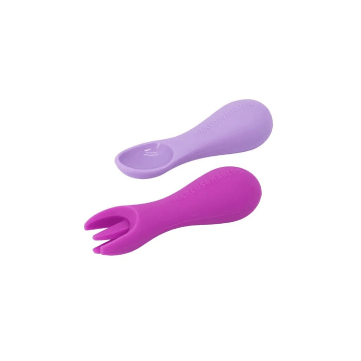 Marcus&Marcus Willo the Whale-Purple Marcus & Marcus -Palm Grasp Silicone Spoon & Fork Set