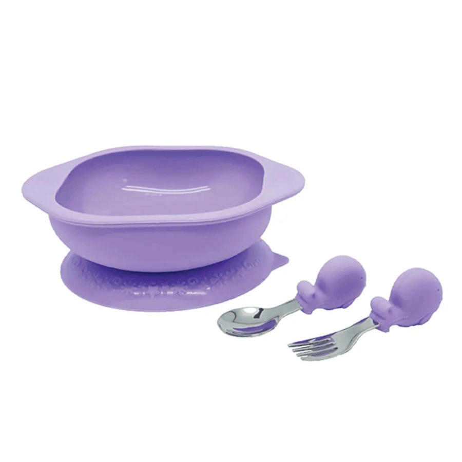 Marcus&Marcus Willo the Whale-Purple Marcus & Marcus-Toddler Silicone Mealtime Gift Set