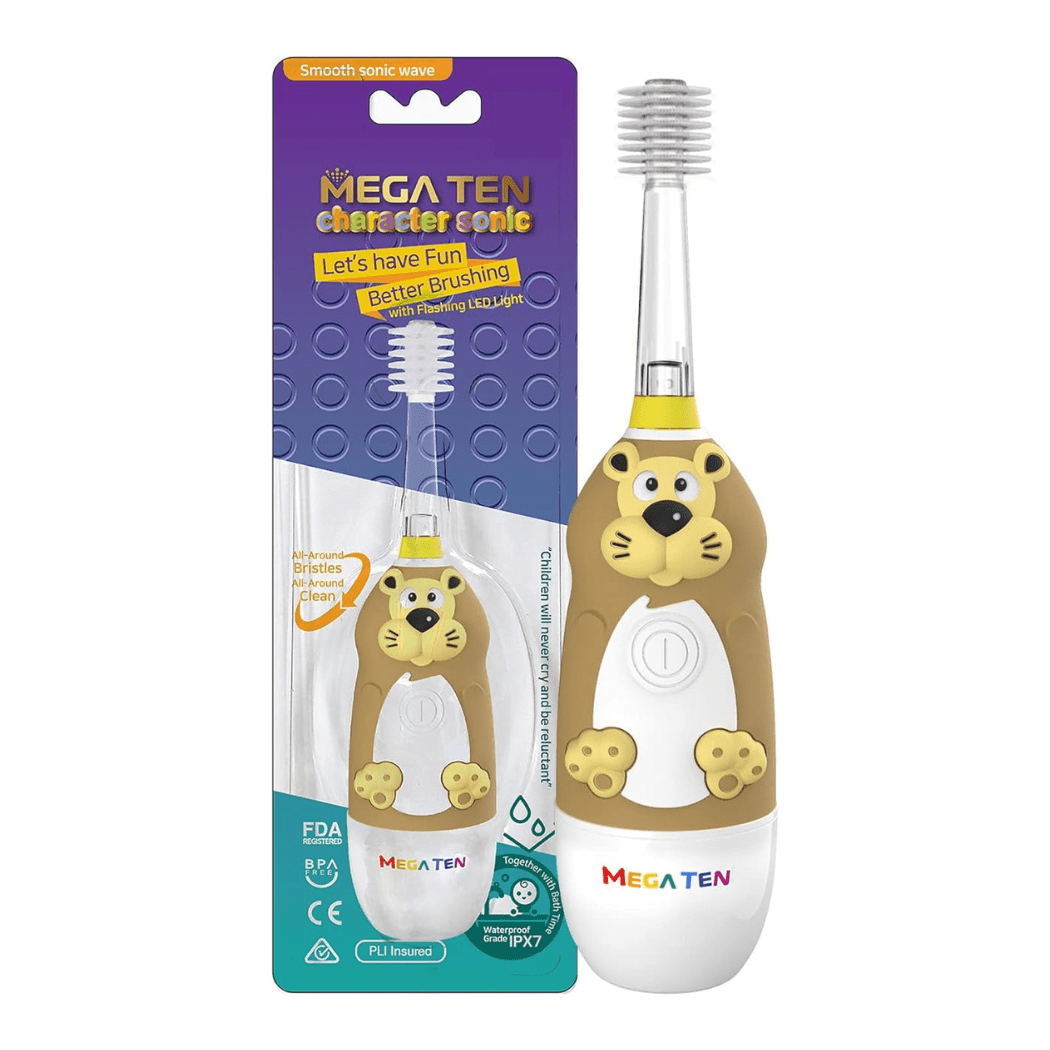 Lupipop Lion MEGA TEN 360-Degree Kids Electric Toothbrush with LED Light 4Yrs+
