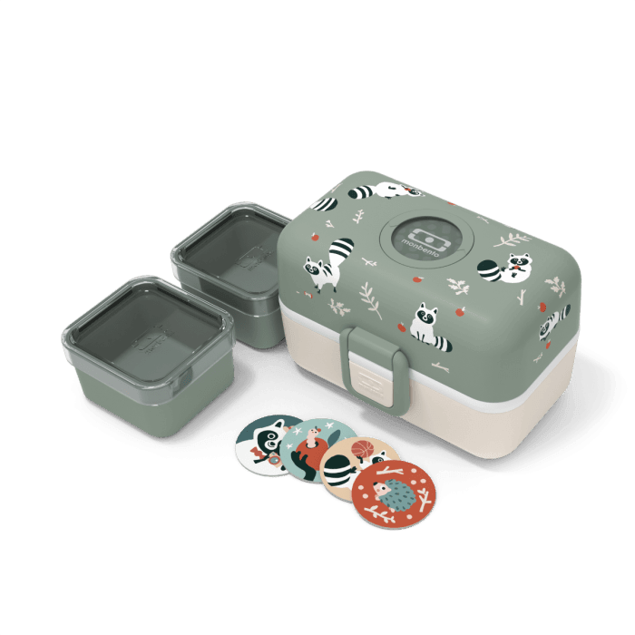 Monbento Green Raccoon Monbento Tresor Graphic Kids's Bento Box- Green Raccoon