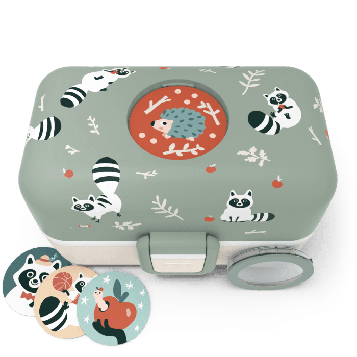 Monbento Green Raccoon Monbento Tresor Graphic Kids's Bento Box- Green Raccoon