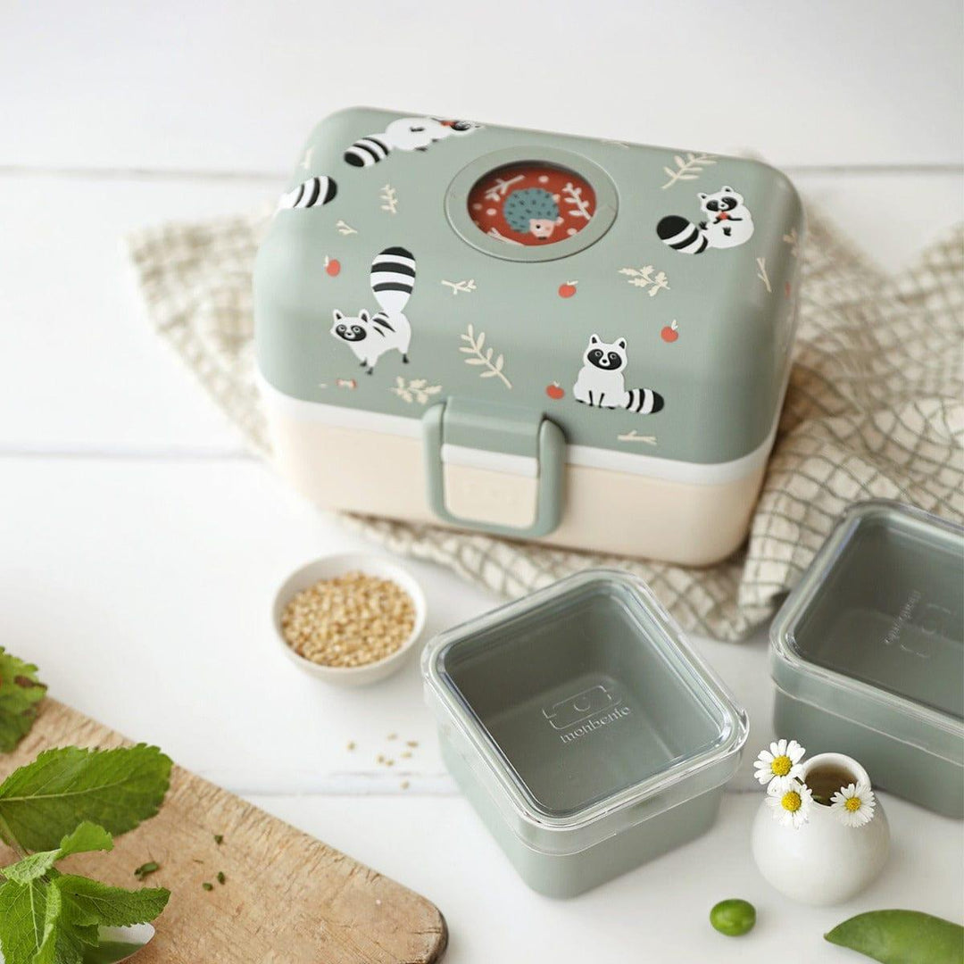 Monbento Green Raccoon Monbento Tresor Graphic Kids's Bento Box- Green Raccoon