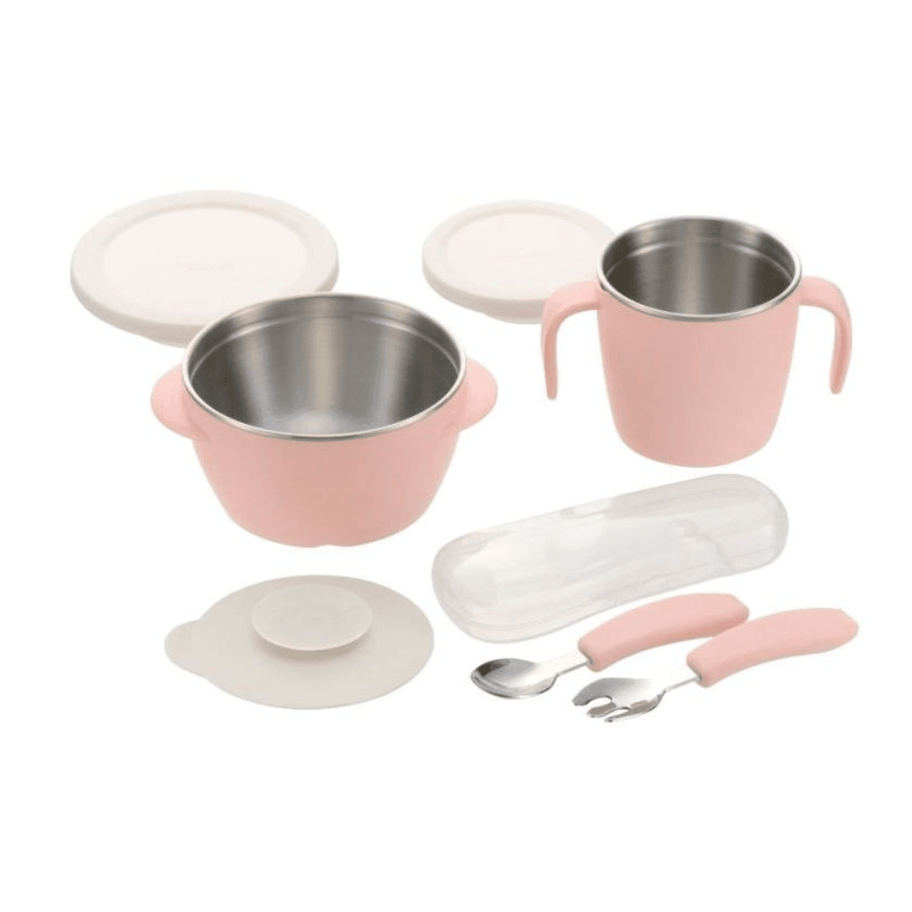 Richell Pink RICHELL TLI Stainless steel Feeding Set